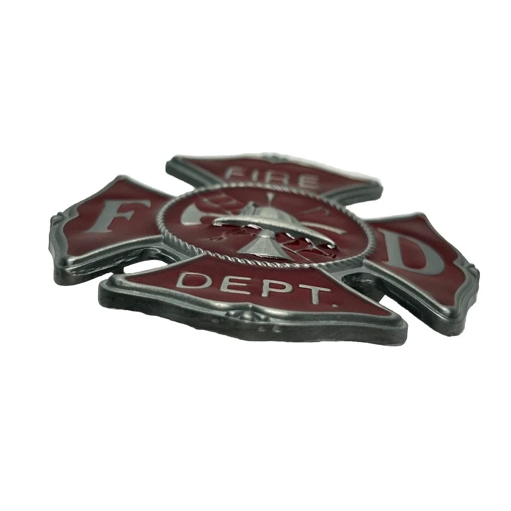 Fire Department Belt‎ Buckle Red Enamel Great American Products 3